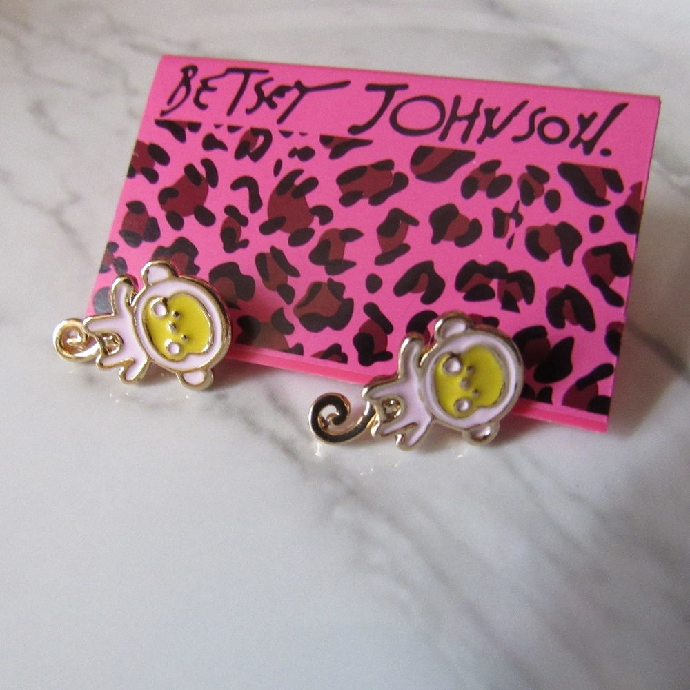 Betsey Johnson Pink Little Monkey Earrings - Picture 3 of 8